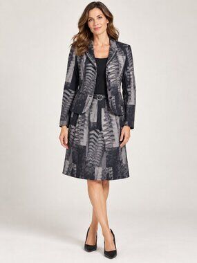 Gerry Weber Black & Gray Patterned Women's Jacket and skirt suit set